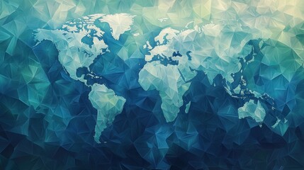 Obraz premium Abstract World Map: A Polygonal Journey Across Continents