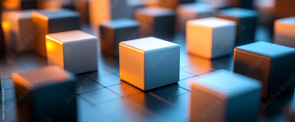 Poster abstract metallic cubes pattern.