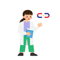 Physic Student 2 Girl Conducting Experiment Magnet