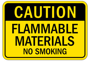 No smoking sign flammable materials