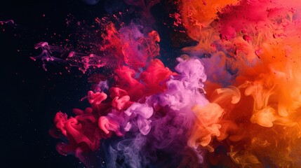 Fototapeta premium a dynamic explosion of abstract shapes and vibrant colors, resembling a dance of light and energy, white space in the center of the page for text