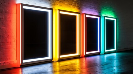 Neon Frames Art Installation: Vibrant Colors and Modern Design