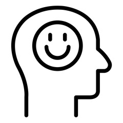Head with happy smiley outline icon symbolizing optimism and positive thinking