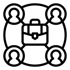 Teamwork collaboration outline icon representing unity and cooperative effort