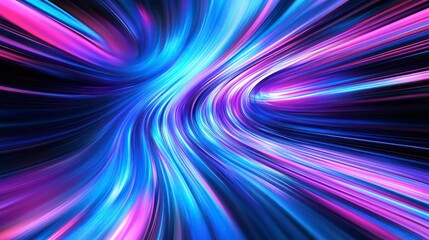 A soft blue background with flowing lines creates a calming design, where light subtly blends into blurred curves, adding motion and depth to the illustration