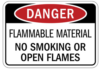 Fototapeta premium No smoking sign flammable material. No smoking or open flames