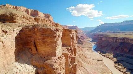 Majestic Red Rock Formation with Scenic River View in Arid Desert Landscape Under Clear Blue Sky