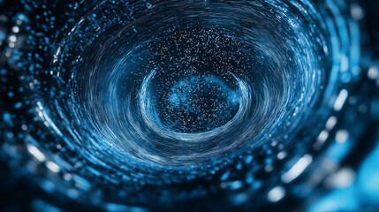 blue background with spiral, blue water splash