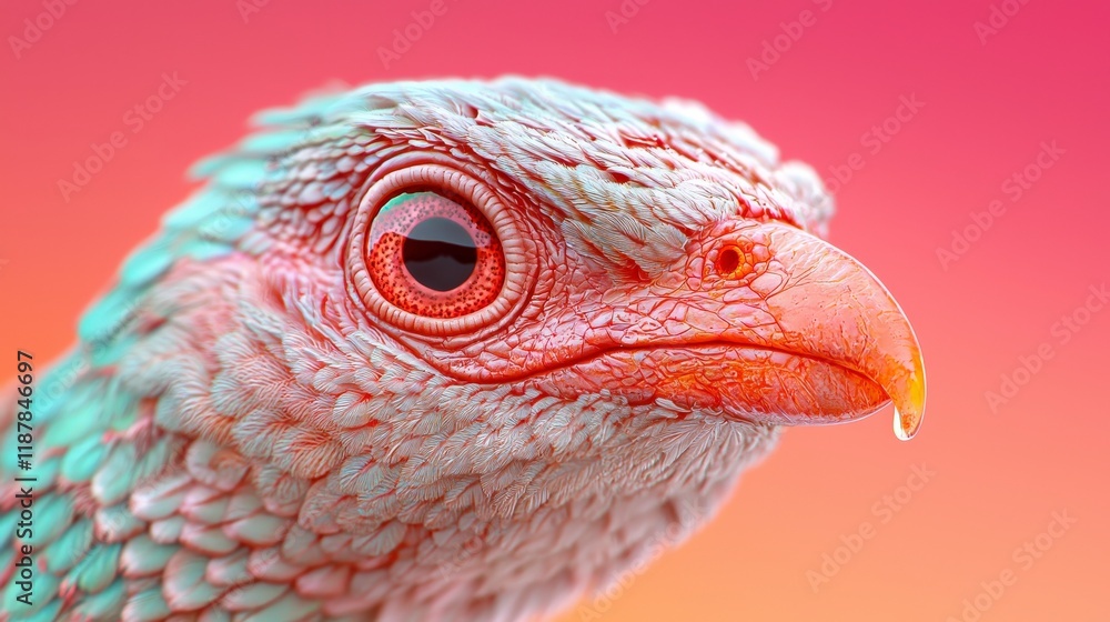 Poster close-up portrait of colorful bird with vibrant background in artistic style for nature lovers and c