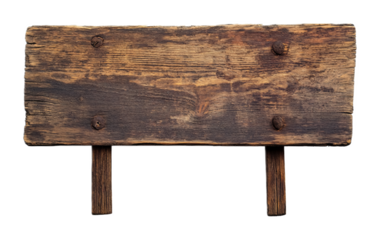 Close-up of an empty wooden sign isolated against a white background