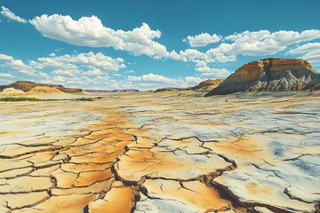 cracked land with sky