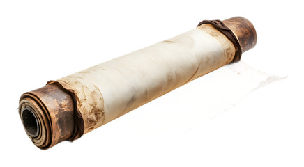 Closed parchment scroll on a transparent background. isolated background.