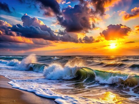 Blaga Beach Sunset: Stormy Black Sea Surfing Waves & Spindrift