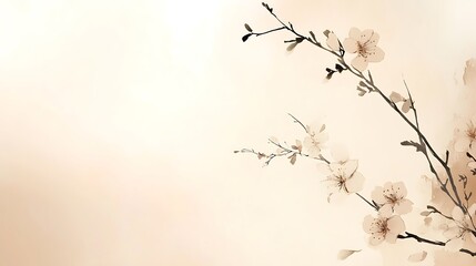 Delicate Watercolor Painting of Blossoming Branches