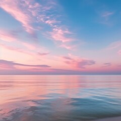 Serene Pink Sunset Over Calm Ocean Waters