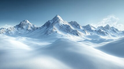 Obraz premium Majestic snow-covered mountain range under clear sky