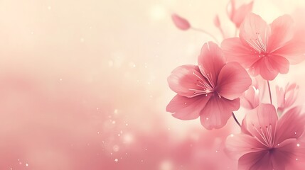 Delicate Pink Blossoms Softly Illuminated Background