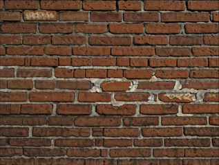 Obraz premium A close-up view of a brick wall, showcasing its aged and weathered character with intricate details