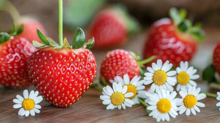 Strawberry charlotte with daisies