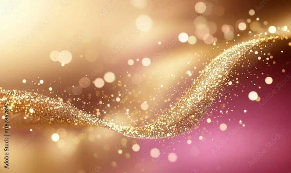 Aufkleber elegant golden particles create a bokeh effect on a delicate pink texture.