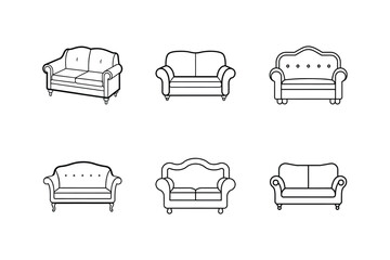 sofa line art icon vector illustration