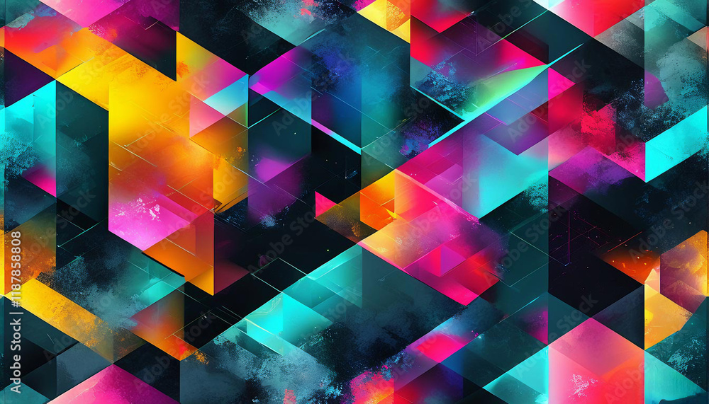 Aufkleber abstract colorful geometric square pattern design with seamless texture and bright rainbow colors