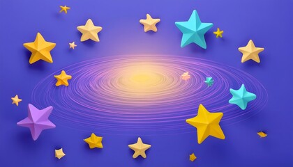 Goal of life, growth and, motivation concept: Expanding galaxy with growing stars, infinite potential.