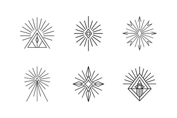 spiritual light rays design line art vector illustration