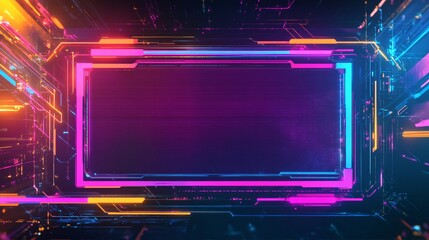 3D rendering of futuristic neon gaming overlay. Futuristic background with copy space.