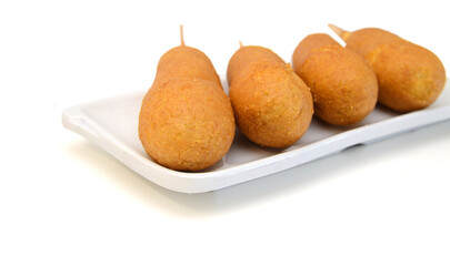 Organic Corn Dog on white background