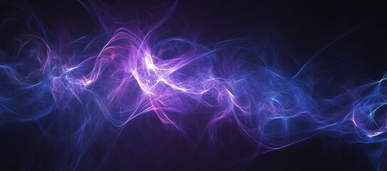 Obraz premium Abstract blue and purple light waves on dark background