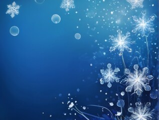 Blue Gradient Snowflake Background with Festive Bokeh Effect