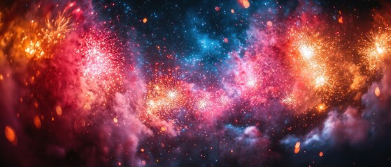 Fototapeta premium Colorful cosmic scene with stars and nebulae.