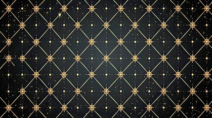 Fototapeta premium Elegant Black and Gold Geometric Star Pattern Wallpaper Background Texture Design