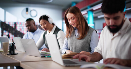College Student Woman Learning Online With Laptop