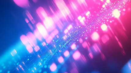 Blur color flare Neon glow background Bokeh radiance reflection Defocused fluorescent blue pink light gleam on dark abstract overlay