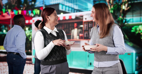 Group Of Friends Having Fun Eating Street Food