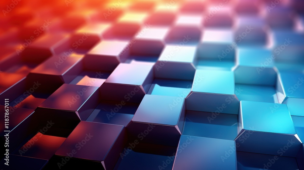 Wall mural abstract geometric hexagon pattern with soft gradients, evoking a sense of advanced technology, clea