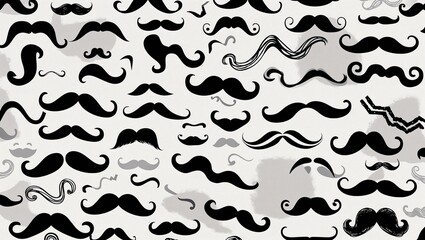 Black mustache pattern on white background