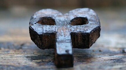 Cross or crucifix in ash heart symbol. 