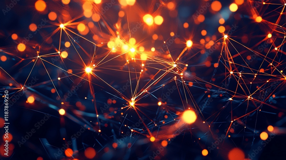 Aufkleber Abstract network connection with glowing nodes and lines. (1)