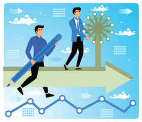 Teamwork and Business Success in Modern Graphic Representation.