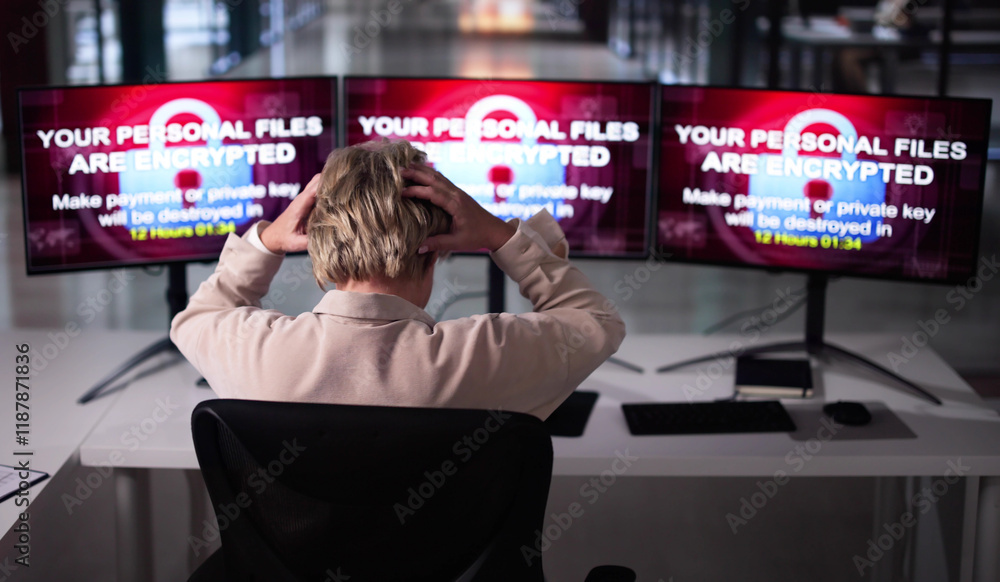 Poster ransomware cyber attack using malware