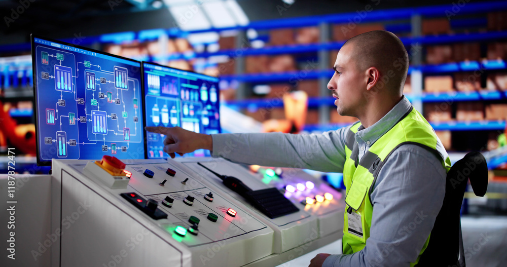 Aufkleber Warehouse Management On Computer