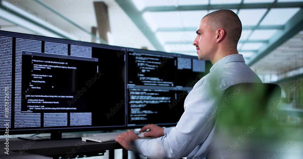 Poster Web Developer Coding On Computer