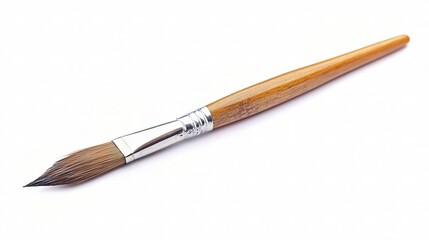 Fototapeta premium Artist's Round Brush: A high-quality, professional-grade round paintbrush with a long, elegant bamboo handle and soft, synthetic bristles, perfect for precise detail work and blending.