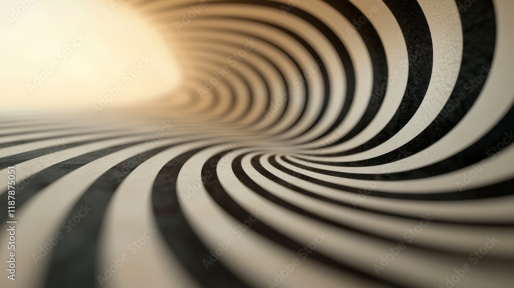 Poster Spiral Pattern in Abstract Design with Black and White Lines Creating an Optical Illusion Effect