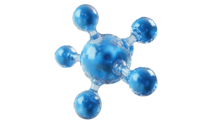blue molecule structure 3d render icon isolated on white background
