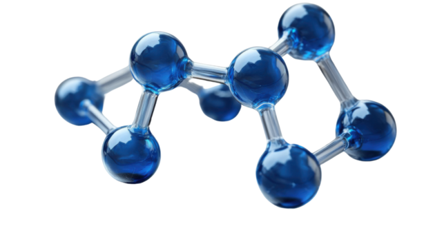 blue molecule structure 3d render icon isolated on white background