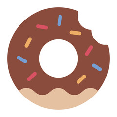 Doughnut with sprinkles flat icon suitable for dessert and snack themes